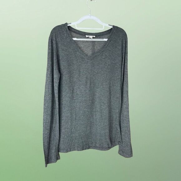 Zenana Outfitters Women's Everyday V-Neck Long Sleeve Lightweight Tee Gray Large - Picture 10 of 10